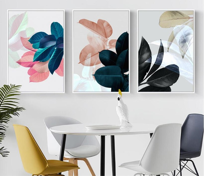 Abstract Colored Leaves Wall Art House Plants Botany Posters Fine Art Canvas Prints For Living Room Dining Room Nordic Style Wall Decor