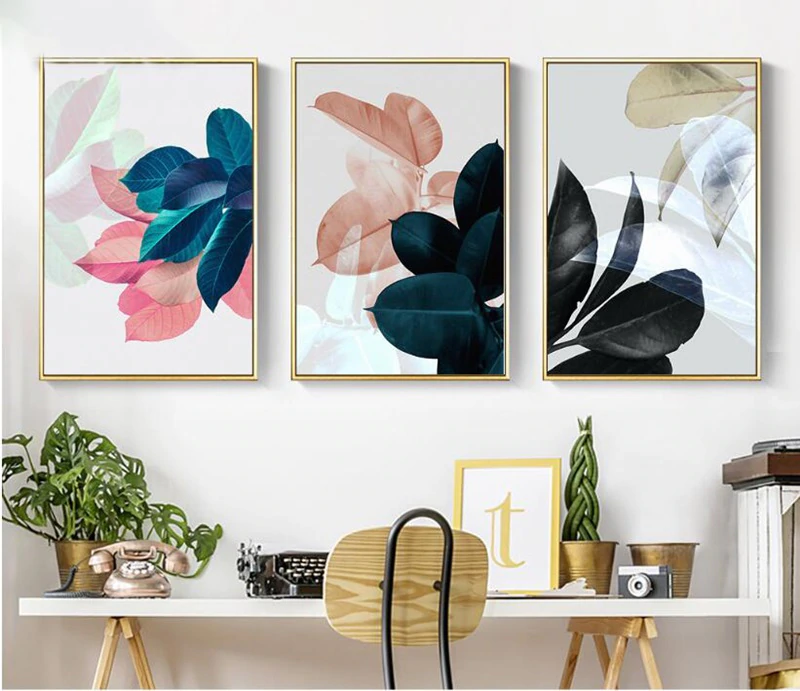 Abstract Colored Leaves Wall Art House Plants Botany Posters Fine Art Canvas Prints For Living Room Dining Room Nordic Style Wall Decor