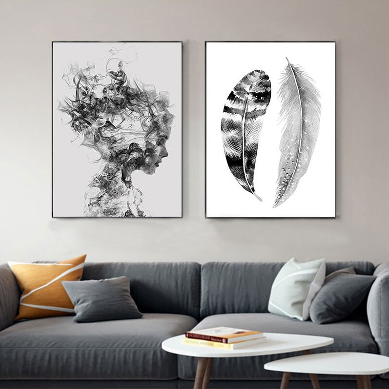 Feather Painting Extra Large Print Set of 2 Living Room Wall -  Norway