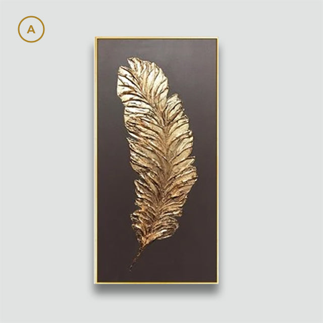 Gold Feather Pair Wall Art, Canvas Prints, Framed Prints, Wall
