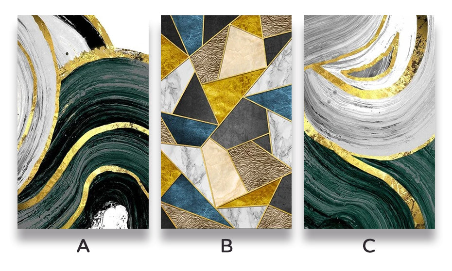 Abstract Golden Green Marble Design Wall Art Fine Art Canvas Prints Luxury Pictures For loft Apartment Living Room Dining Room Modern Home Interior Decor