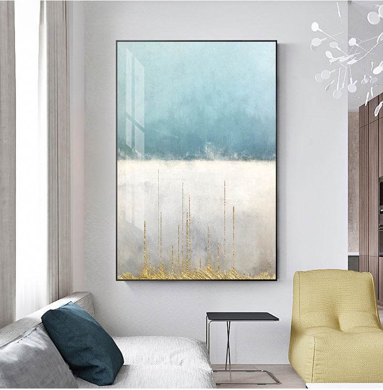 Abstract Golden Horizons Contemporary Nordic Wall Art Fine Art Canvas Prints Modern Minimalist Blue White Pictures For Living Room Office Home Interior Decor