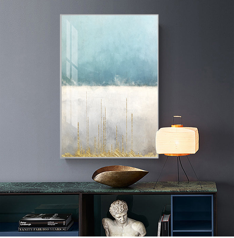 Abstract Golden Horizons Contemporary Nordic Wall Art Fine Art Canvas Prints Modern Minimalist Blue White Pictures For Living Room Office Home Interior Decor