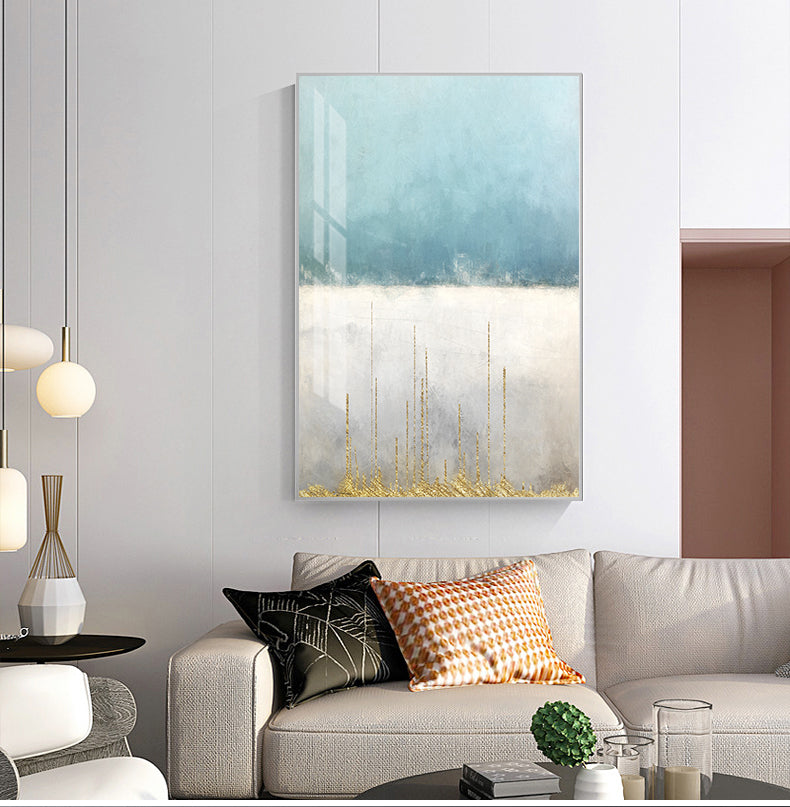 Abstract Golden Horizons Contemporary Nordic Wall Art Fine Art Canvas Prints Modern Minimalist Blue White Pictures For Living Room Office Home Interior Decor