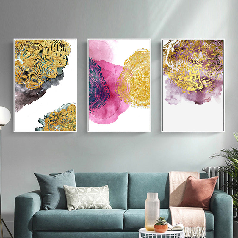 Abstract Golden Tree Rings Wall Art Fine Art Canvas Prints Contemporary Pictures For Loft Apartment Living Room Modern Luxury Home Office Decor