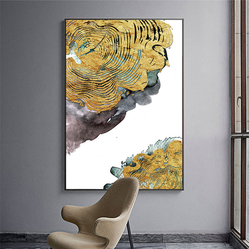 Abstract Golden Tree Rings Wall Art Fine Art Canvas Prints Contemporary Pictures For Loft Apartment Living Room Modern Luxury Home Office Decor