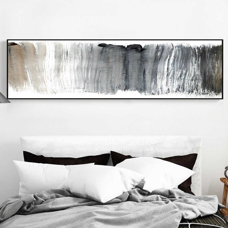 Abstract Panoramic Wall Art Shades Of Gray Black White Fine Art Canvas Nordicwallart Com