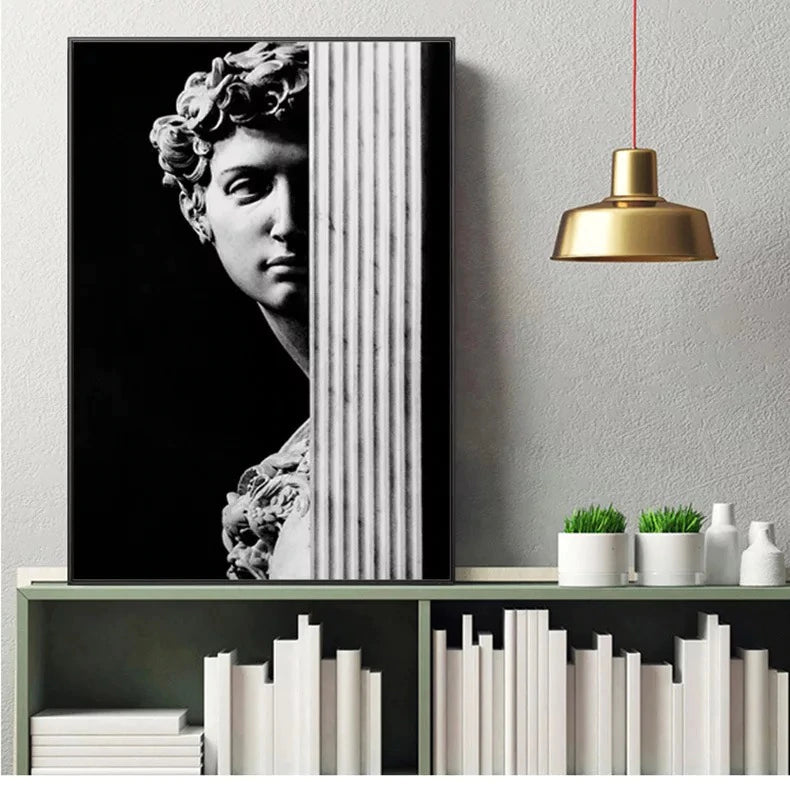 Abstract Renaissance Wall Art Black And White Statue Of David Fine Art ...