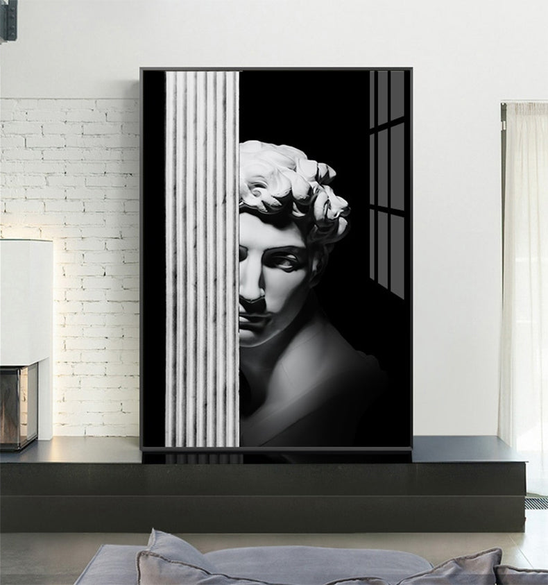 Abstract Renaissance Wall Art Black And White Statue Of David Fine Art Canvas Print Contemporary Pictures For Office Living Room Home Decor