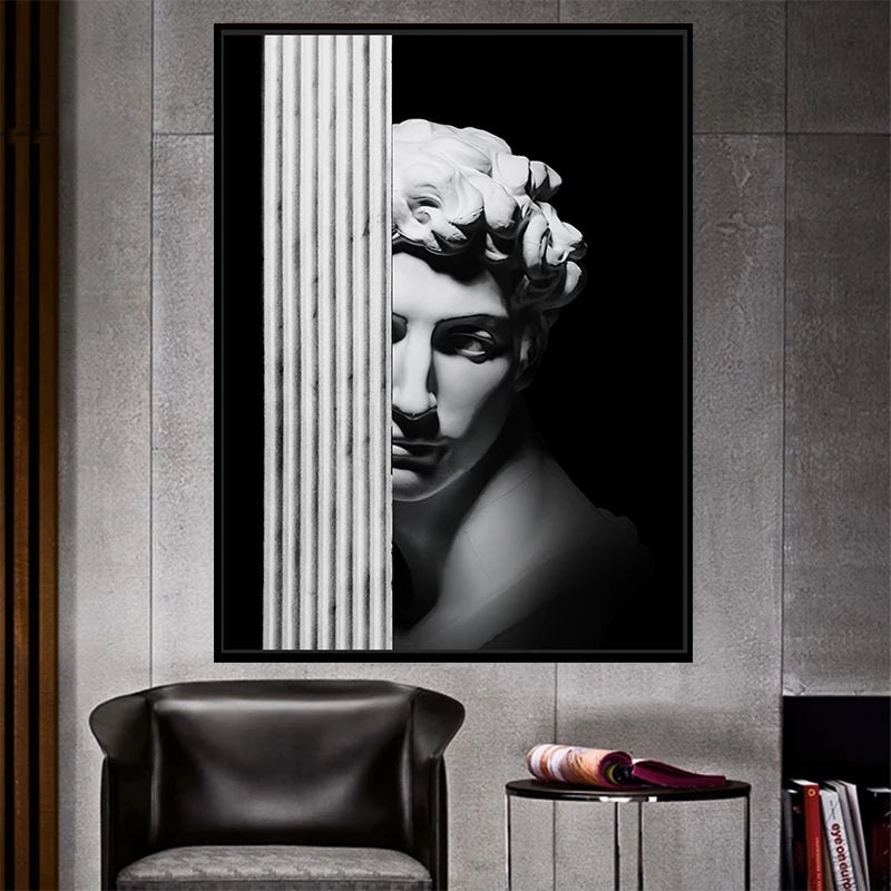 Abstract Renaissance Wall Art Black And White Statue Of David Fine Art ...