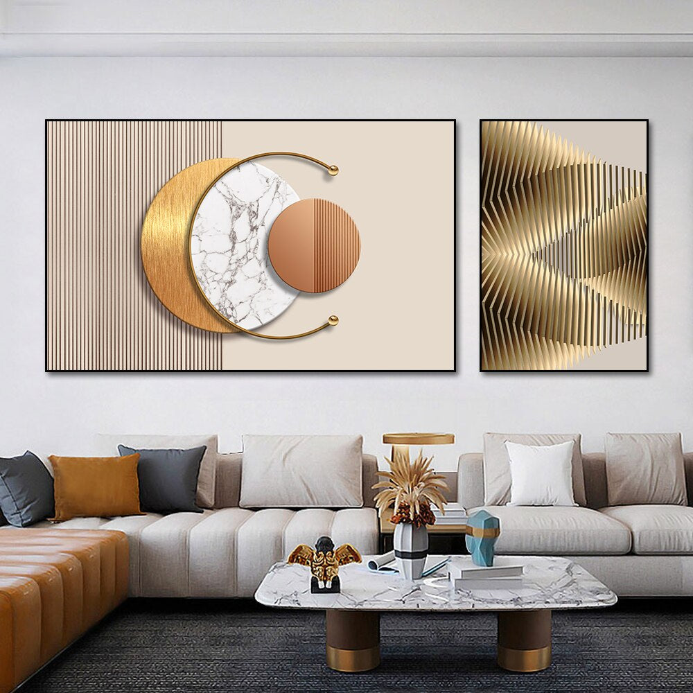 Abstract Sun Moon Wall Art Fine Art Canvas Prints 3d Abstract Geometric Visualization Pictures For Luxury Apartment Hotel Home Office Art Decor