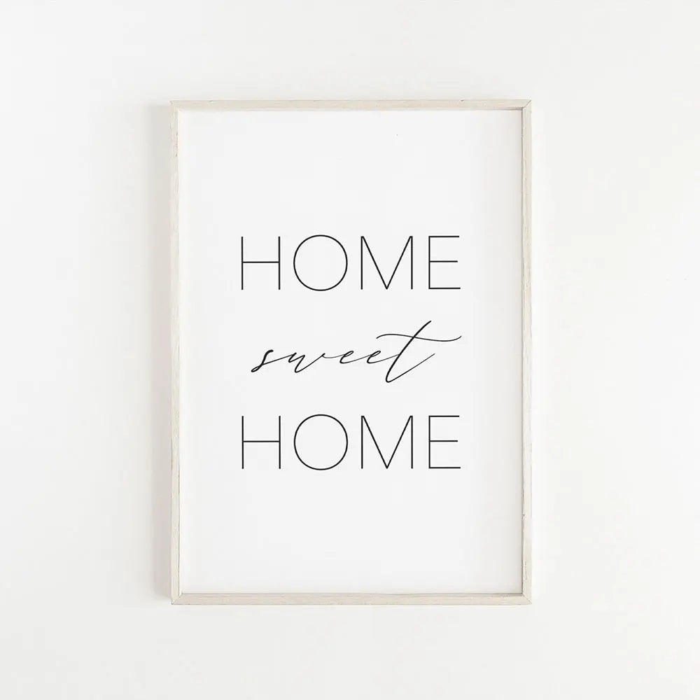 Home Sweet Home Black White Quotes Posters Wall Art Fine Art Canvas Prints Minimalist Nordic Pictures For Simple Living Room Decor