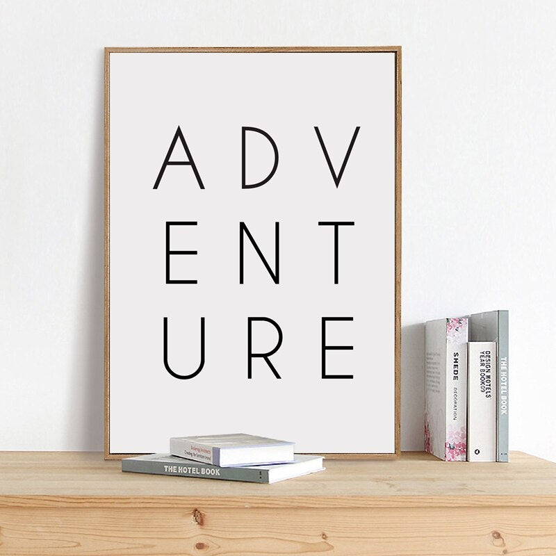 Adventure Poster Wall Art Typographic Word Art Fine Art Canvas Print Minimalist Inspirational Picture For Living Room Nordic Bedroom Wall Decor