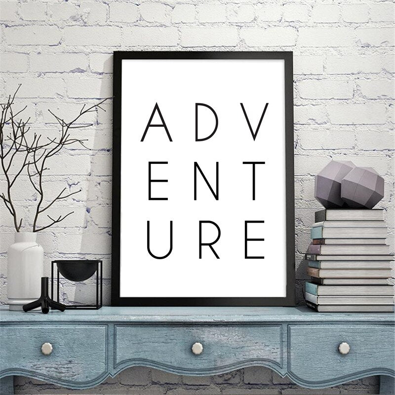 Adventure Poster Wall Art Typographic Word Art Fine Art Canvas Print Minimalist Inspirational Picture For Living Room Nordic Bedroom Wall Decor