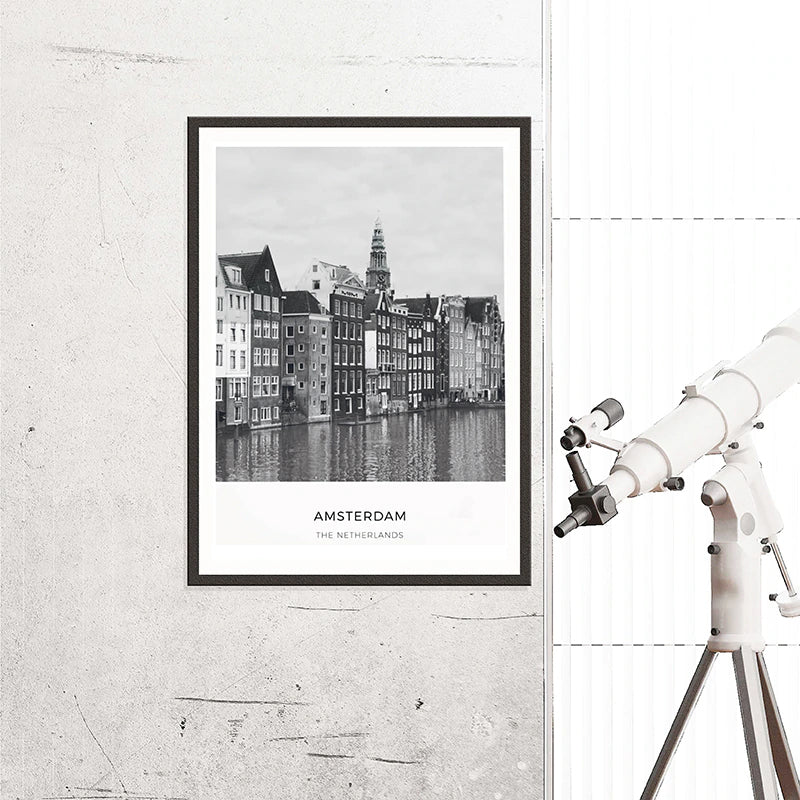 Amsterdam City Map Art Black and White Landscape Travel Wall Art Netherlands Fine Art Canvas Prints Nordic Style Art For Modern Home Decor