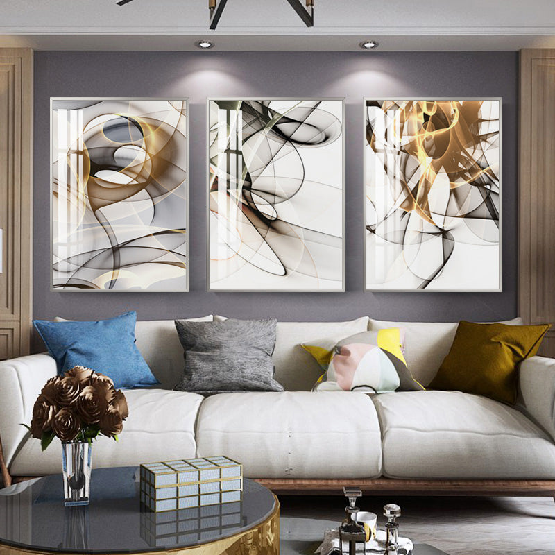 Minimalist Abstract Golden Swirls Atmospheric Wall Art Fine Art Canvas Print Pictures For Luxury Living Room Modern Loft Home Office Interior Art Decor