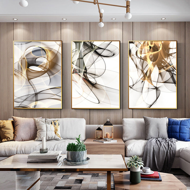 Minimalist Abstract Golden Swirls Atmospheric Wall Art Fine Art Canvas Print Pictures For Luxury Living Room Modern Loft Home Office Interior Art Decor