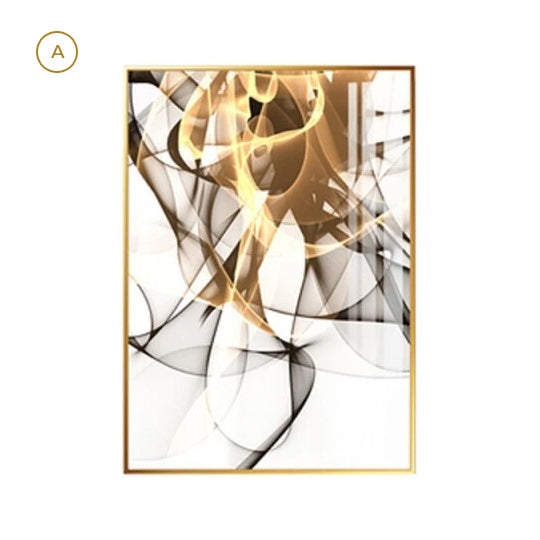 Minimalist Abstract Golden Swirls Atmospheric Wall Art Fine Art Canvas Print Pictures For Luxury Living Room Modern Loft Home Office Interior Art Decor