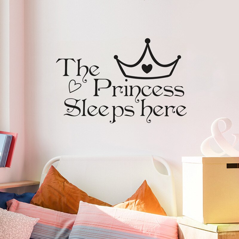 Baby Princess Signage Wall Decal For Girl's Room Removable PVC Vinyl Wall Mural For Baby Girl Bedroom Simple Creative DIY Decor Nordic Style Nursery Wall Decor