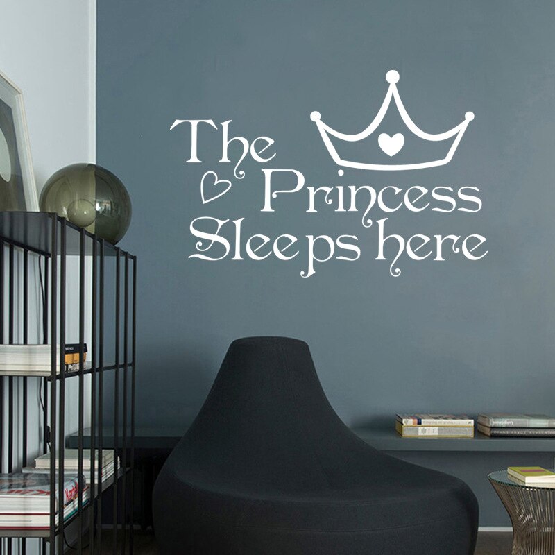 Baby Princess Signage Wall Decal For Girl's Room Removable PVC Vinyl Wall Mural For Baby Girl Bedroom Simple Creative DIY Decor Nordic Style Nursery Wall Decor