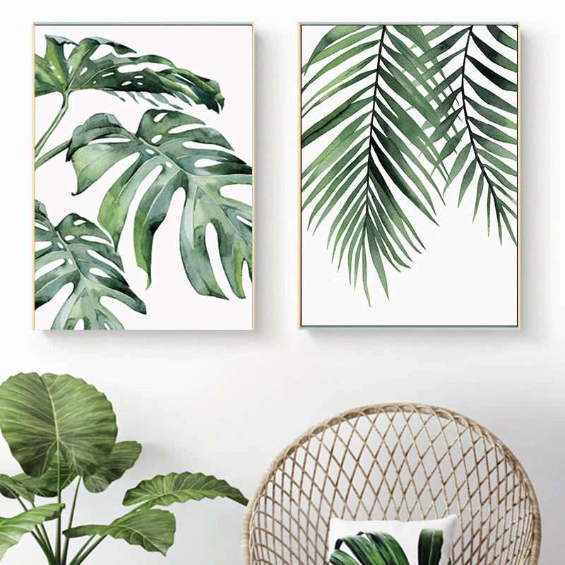 Beautiful Tropical Leaves Watercolor House Plants Posters Fine Art Canvas Prints Nordicwallart Com
