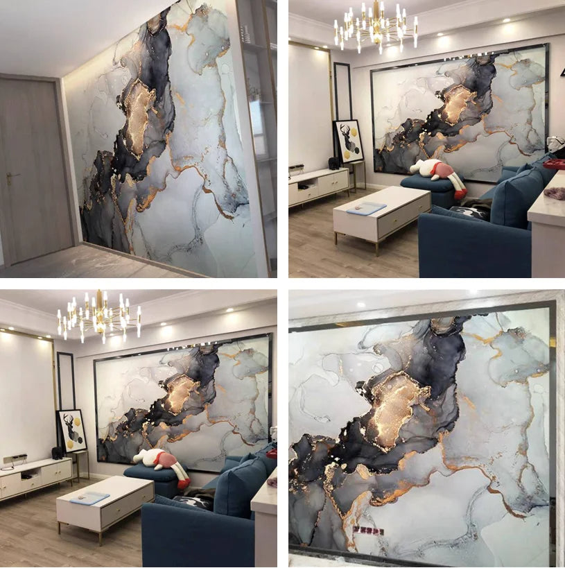 Big Sizes Nordic Liquid Marble Print Large Format Wall Mural Art Decor Wallpaper For Living Room TV Background Art For Living Room