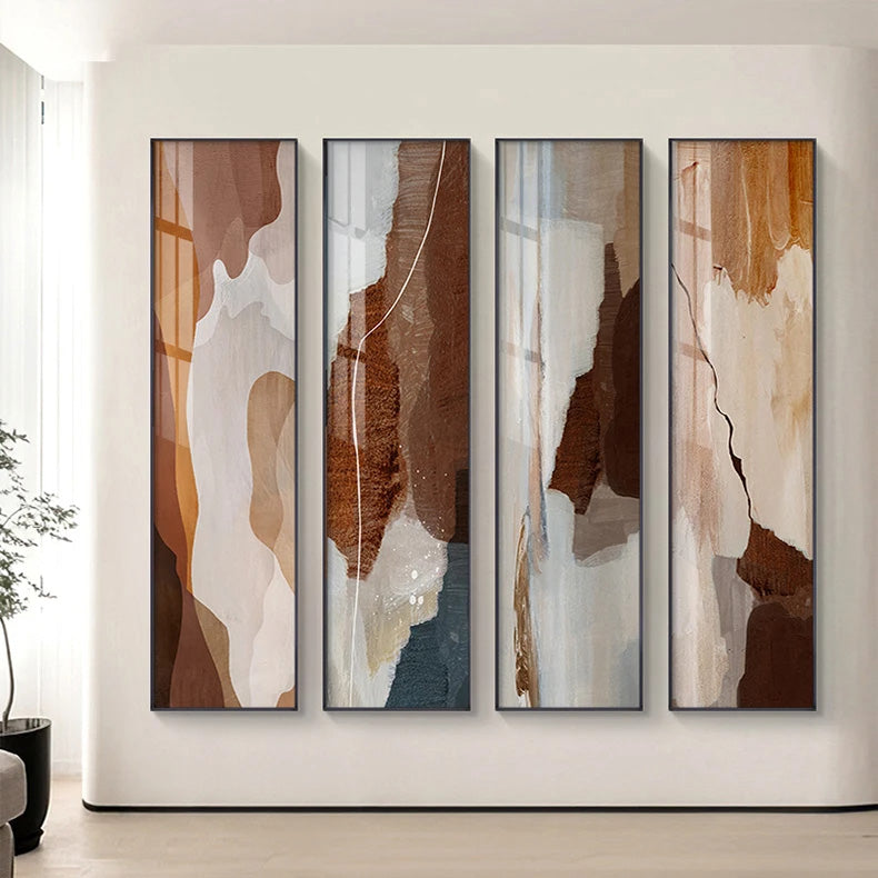 Big Sizes Vertical Format Modern Abstract Wall Art Fine Art Canvas Prints Natural Neutral Color Pictures For Entrance Hall Home Office