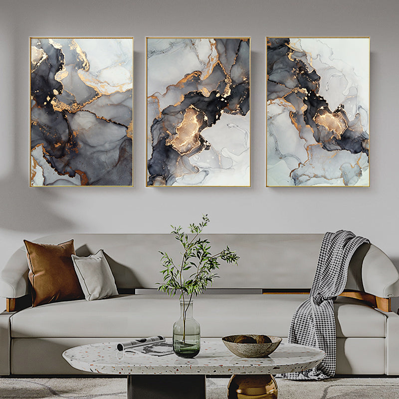 Featured Sale * Black Golden Gray Marble Print Wall Art Fine Art Can –