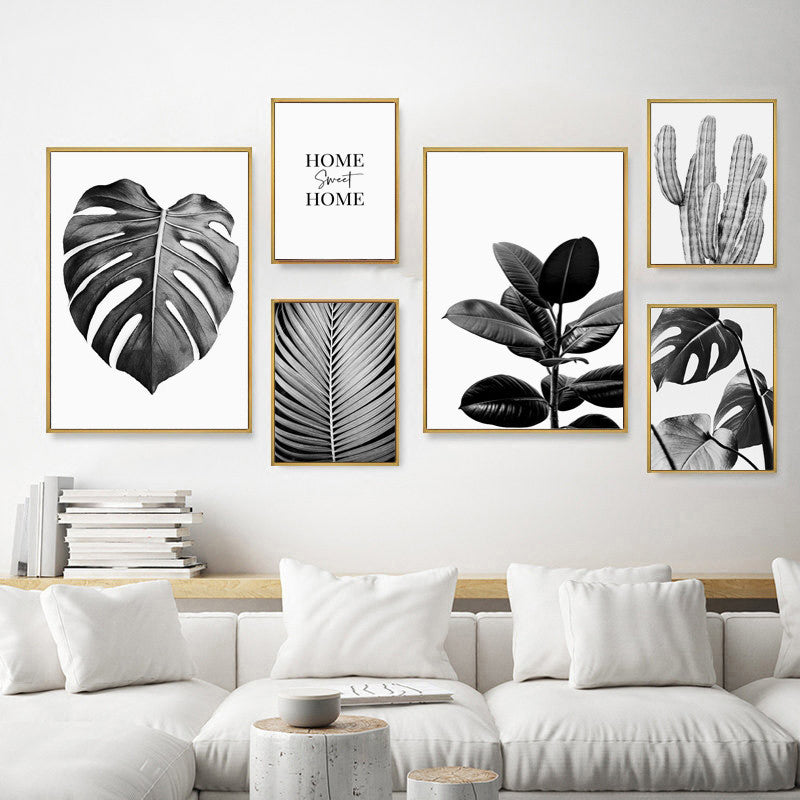 Black White Minimalist Botanic Wall Art Fine Art Canvas Prints Simple Nature Pictures For Living Room Dining Room Inspirational Home Office Wall Decor