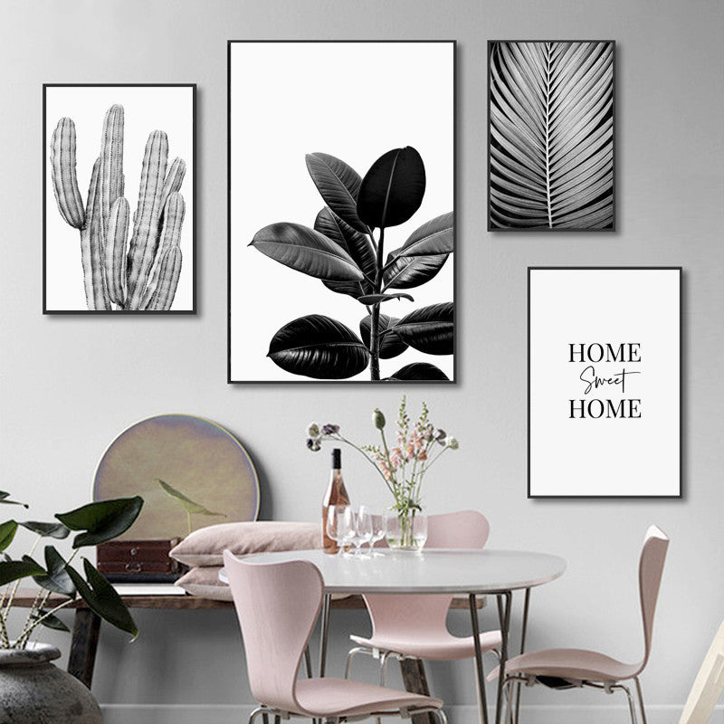 Black White Minimalist Botanic Wall Art Fine Art Canvas Prints Simple Nature Pictures For Living Room Dining Room Inspirational Home Office Wall Decor