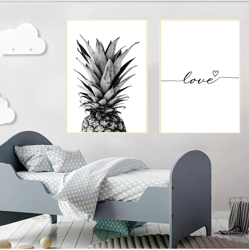 Black White Pineapple Minimalist Love Quote Wall Art Fine Art Canvas Prints Inspirational Lifestyle Nordic Pictures For Living Room Bedroom Home Art Decor