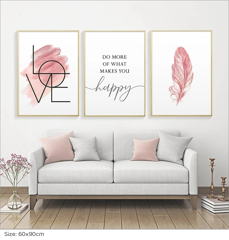 Blush Pink Do More Of What Makes You Happy Quote Wall Art Fine Art Canvas Prints Inspirational Fashion Posters For Girls Room Nordic Style Home Wall Art Decor