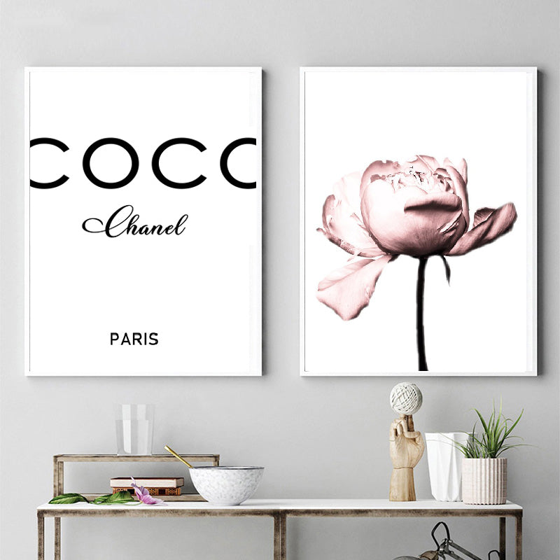 Blush Pink Peony Flowers Coco Print Wall Art Glam Home Interior Decor Nordicwallart Com