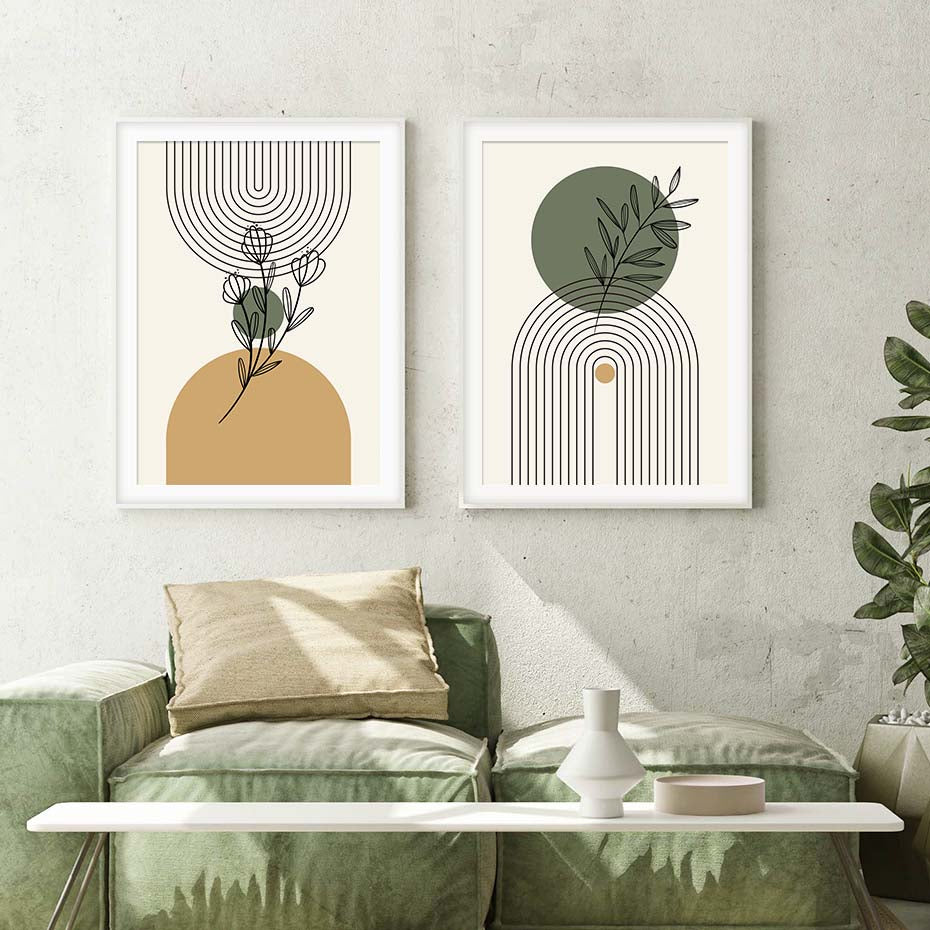 Green and Black Geometric Art Set of 3, Mid Century Modern Art Set, Boho  Art, Abstract Art Set, Rainbow Print, Boho Wall Decor Print 