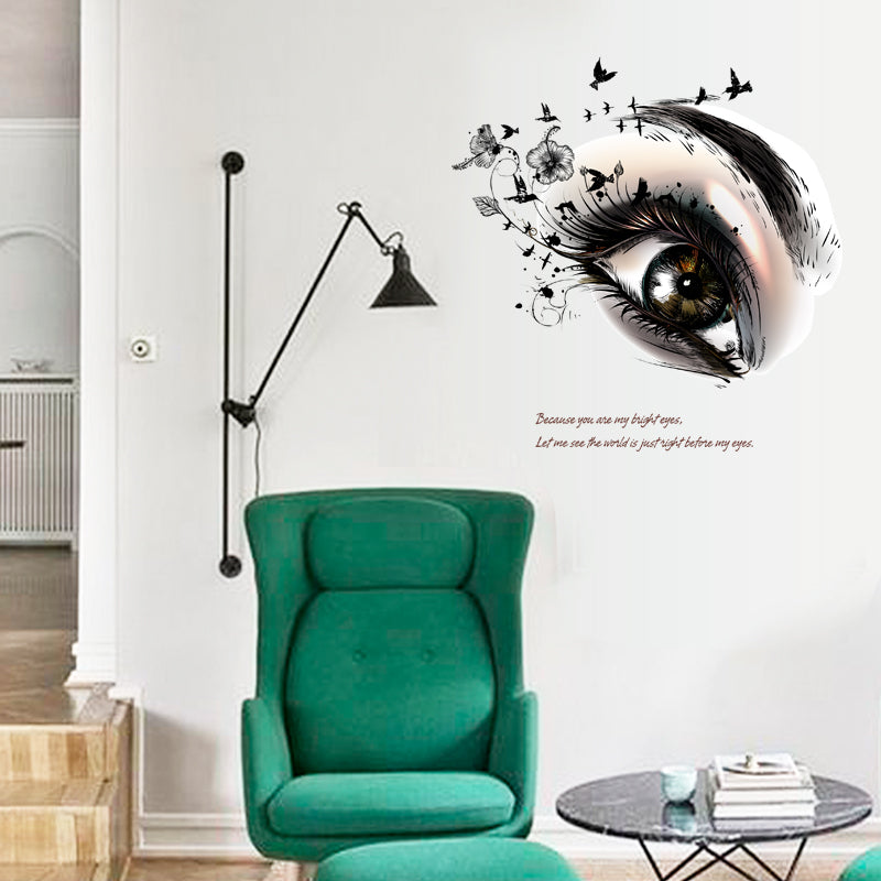 Bright Eyes Beauty Fashion Wall Decal Removable PVC Wall Mural For Girl's Bedroom Wall Stickers For Living Room Beauty Salon Creative DIY Home Wall Art Decor