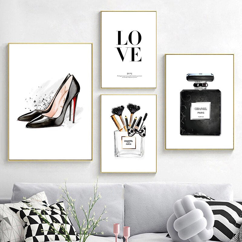 Glam Fashion Wall Art Prints Room Decor, Makeup Art Pictures Wall