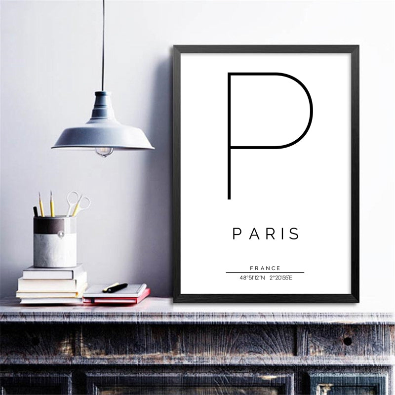 City Poster Customized For Your City Nordic Style Minimalist Wall Art Fine Art Canvas Prints Black And White City Name Print Pictures For Home Office Decor