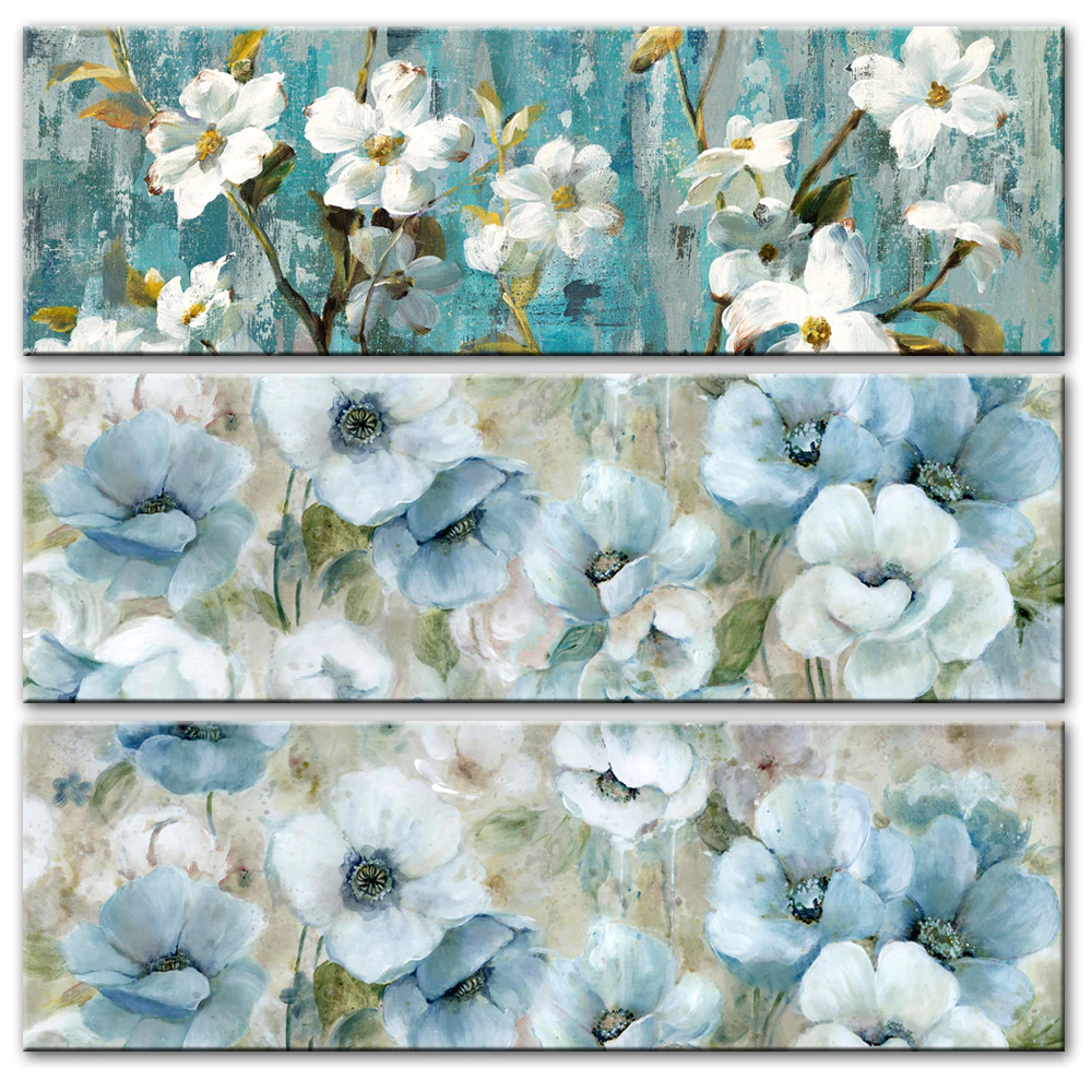 Contemporary Floral Wide Format Wall Art Oil Painting Modern Colorful Abstract Fine Art Canvas Prints Living Room Bedroom Home Decor