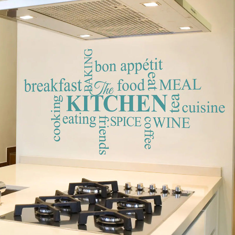 Culinary Word Cloud Wall Art Vinyl Wall Mural For Kitchen Decor Removable Waterproof Solid Color PVC Wall Decal in 3 Sizes With Multiple Color Options