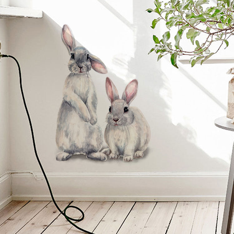 Cute Bunny Rabbits Wall Decals Removable PVC Wall Stickers For Kids Room Nursery Room DIY Wall Decorations For Children's Room Kindergarten Wall Decor