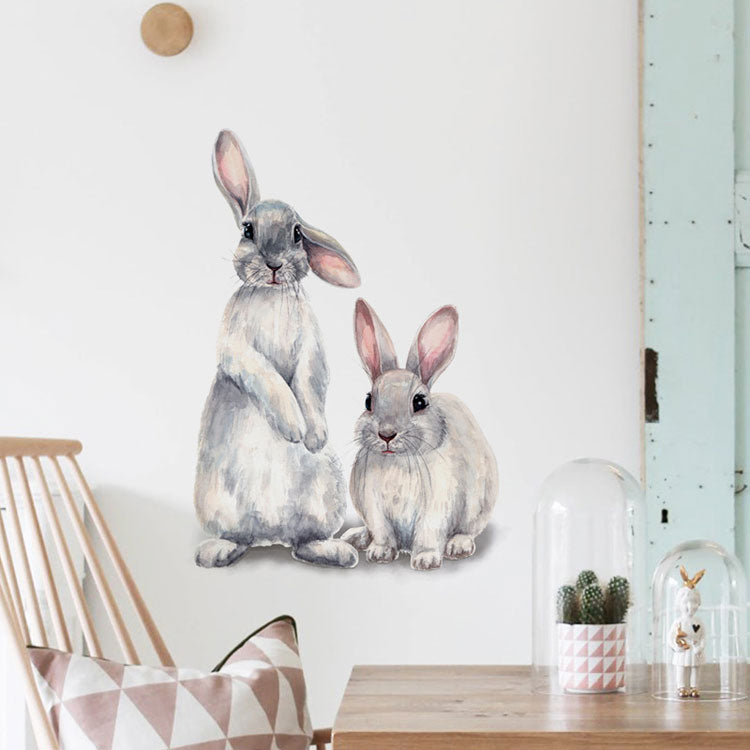 Cute Bunny Rabbits Wall Decals Removable PVC Wall Stickers For Kids Room Nursery Room DIY Wall Decorations For Children's Room Kindergarten Wall Decor
