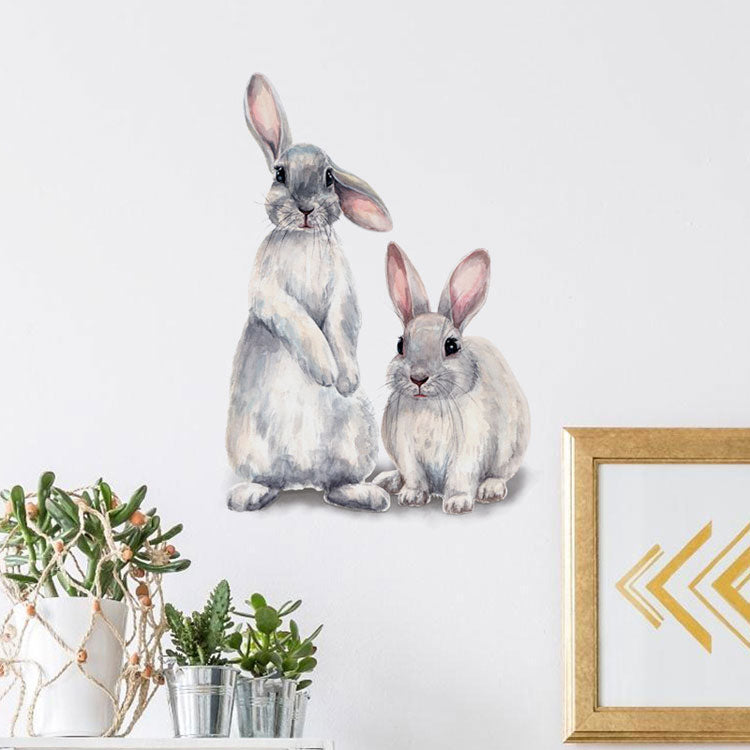 Cute Bunny Rabbits Wall Decals Removable PVC Wall Stickers For Kids Room Nursery Room DIY Wall Decorations For Children's Room Kindergarten Wall Decor