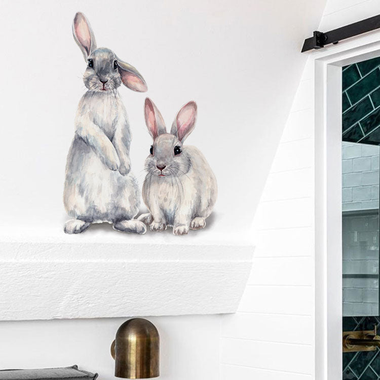 Cute Bunny Rabbits Wall Decals Removable PVC Wall Stickers For Kids Room Nursery Room DIY Wall Decorations For Children's Room Kindergarten Wall Decor