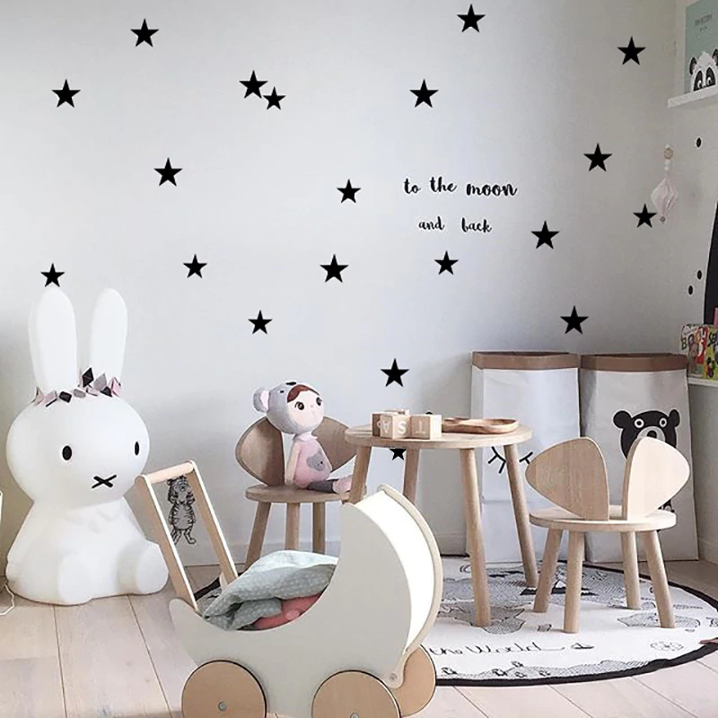 Cute Little Stars Wall Decals For Nursery Room Decor Removable Multiple Colored Star Stickers For Kids Room Nordic Style Decor