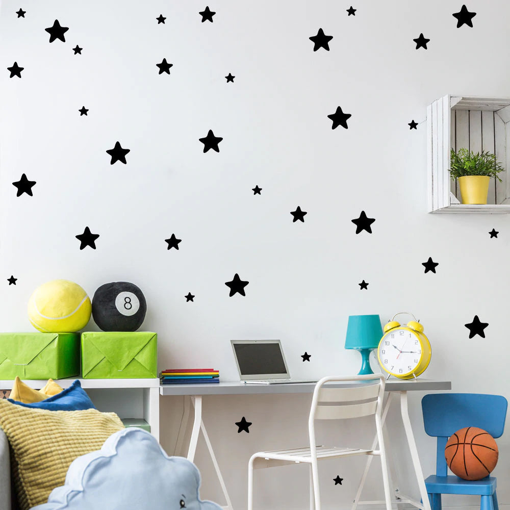 Cute Little Stars Wall Decals For Nursery Room Wall Decor Multiple Colors Varied Sizes Removable PVC Vinyl Wall Stickers For Kids Room Colorful DIY Wall Decor