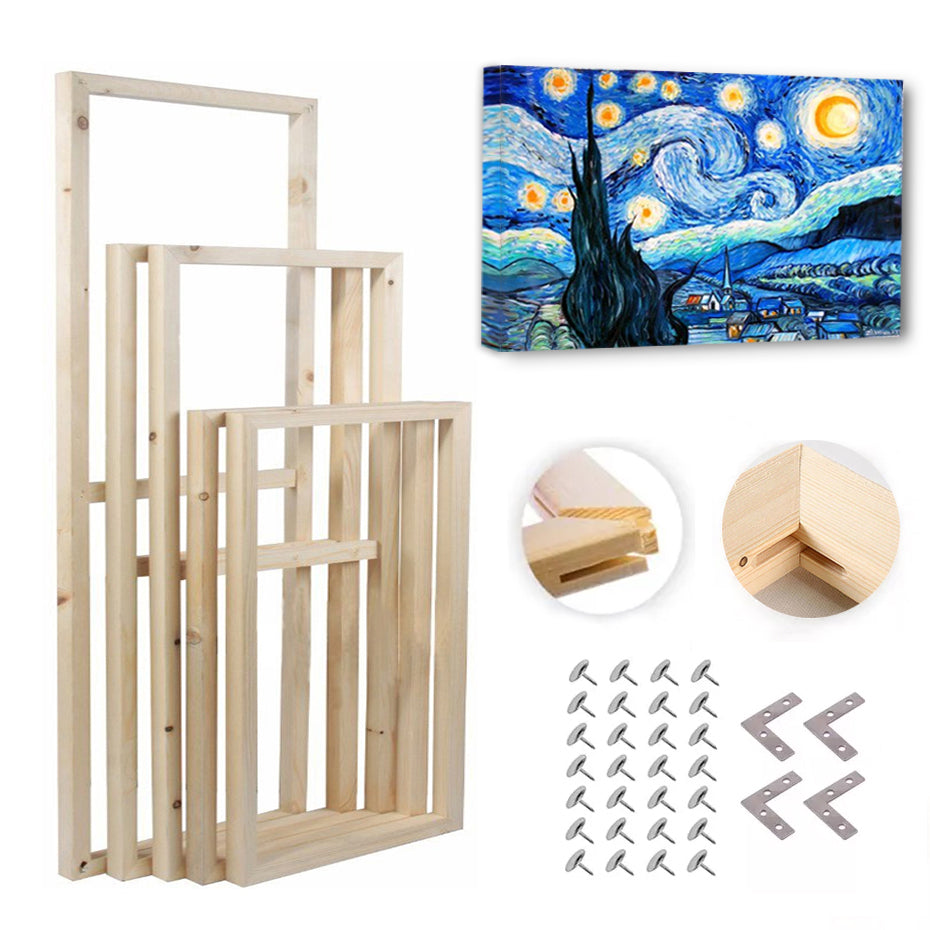 If you want to display your canvas prints and oil paintings in a stylish and professional way, you need our DIY wooden frame kits. These kits are made of solid pine wood stretcher bars that are easy to assemble and come with clear instructions. You can choose from various sizes to match your artwork and create a classic gallery mount style that will enhance your home decor. Whether you have canvas prints, canvas posters, oil paintings, diamond paintings, or paint by numbers, our wooden frame kits will fit them perfectly and give them a stunning gallery look. Order your DIY wooden frame kit today and transform your wall art into a masterpiece.