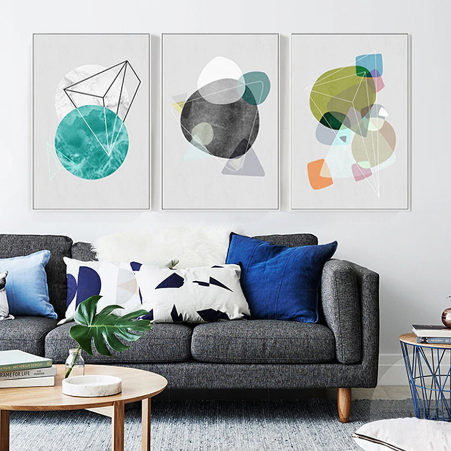 Delightful Colorful Abstract Design Modern Geometric Canvas Art