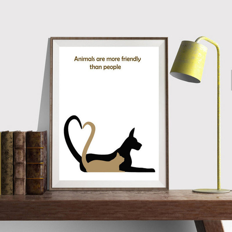 Delightful Modern Cartoon Animals Colorful Pop Art Posters Canvas Prints Cat Themed Retro Wall Art For Animal Lovers Home Decor