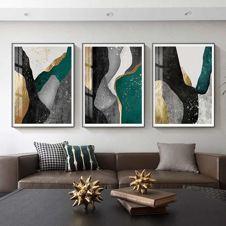 Earthy Colors Nordic Geomorphic Abstract Wall Art Fine Art Canvas Prints Pictures For Modern Apartment Living Room Home Office Decor