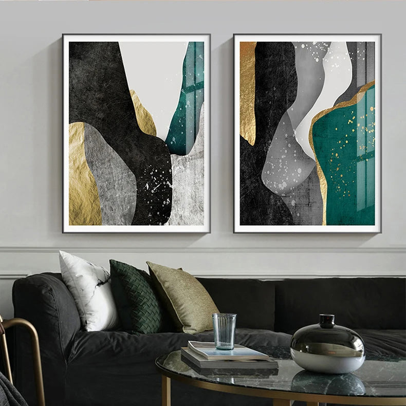 Earthy Colors Nordic Geomorphic Abstract Wall Art Fine Art Canvas Prints Pictures For Modern Apartment Living Room Home Office Decor